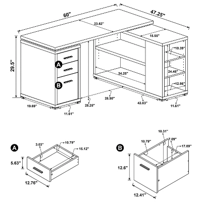 Yvette 3 Drawer L-Shape Desk - Coaster 11 Yvette 3 Drawer L-Shape Desk - Coaster - Image 11
