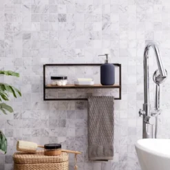 17" X 7.9" Floating Industrial Wood Wall Shelf With Metal Towel Bar Black - Danya B. 12 17" X 7.9" Floating Industrial Wood Wall Shelf With Metal Towel Bar Black - Danya B. -WorkHaven Sales Shop GUEST 2aec064d 1061 49e1 a3b8 6faeba9b6980