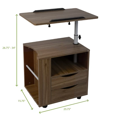Mind Reader Bedside Workstation Adjustable Desk Nightstand, Wood Finish 8 Mind Reader Bedside Workstation Adjustable Desk Nightstand, Wood Finish - Image 8