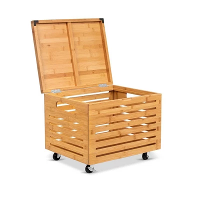 BirdRock Home Bamboo Rolling File Storage Organizer Box With Lid - Natural 2 BirdRock Home Bamboo Rolling File Storage Organizer Box With Lid - Natural - Image 2
