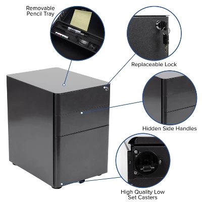 Flash Furniture Work From Home Kit - Black Computer Desk, Ergonomic Mesh Office Chair And Locking Mobile Filing Cabinet With Side Handles 4 Flash Furniture Work From Home Kit - Black Computer Desk, Ergonomic Mesh Office Chair And Locking Mobile Filing Cabinet With Side Handles - Image 4