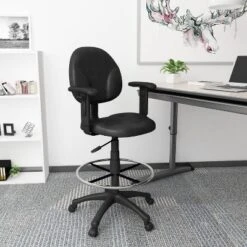 Drafting Stools With Adjustable Arms Black - Boss Office Products