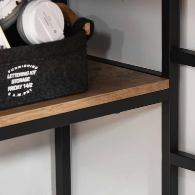 HOMCOM L-Shaped Home Office Writing Desk With Storage Shelf Drawer Industrial Corner PC Study Table Computer Workstation Brown 6 HOMCOM L-Shaped Home Office Writing Desk With Storage Shelf Drawer Industrial Corner PC Study Table Computer Workstation Brown - Image 6