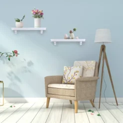 23.6" X 4" 2pc Decorative Floating Display Ledge Shelves White - Danya B.