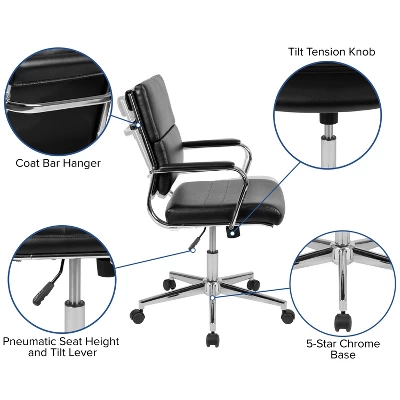 Emma And Oliver Mid-Back LeatherSoft Contemporary Panel Executive Swivel Office Chair 4 Emma And Oliver Mid-Back LeatherSoft Contemporary Panel Executive Swivel Office Chair - Image 4