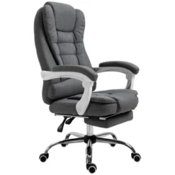 Vinsetto High-Back Executive Office Chair With Footrest, Linen-Fabric Computer Chair With Padded Armrests, Ergonomic Office Chair, Gray -WorkHaven Sales Shop GUEST 2fdc4600 df8e 4c9a 966e b56106f92f8e