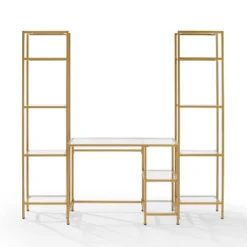 3pc Aimee Desk And Etagere Set Soft Gold - Crosley 15 3pc Aimee Desk And Etagere Set Soft Gold - Crosley -WorkHaven Sales Shop GUEST 30512f56 ba66 4561 8a39 05a01bd419f0