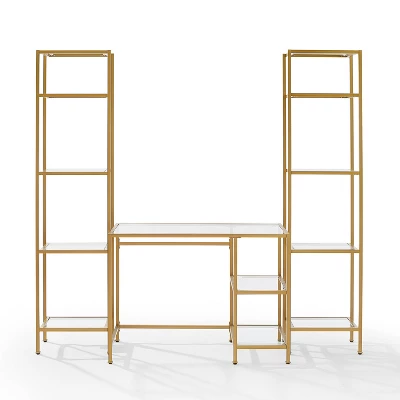 3pc Aimee Desk And Etagere Set Soft Gold - Crosley 5 3pc Aimee Desk And Etagere Set Soft Gold - Crosley - Image 5