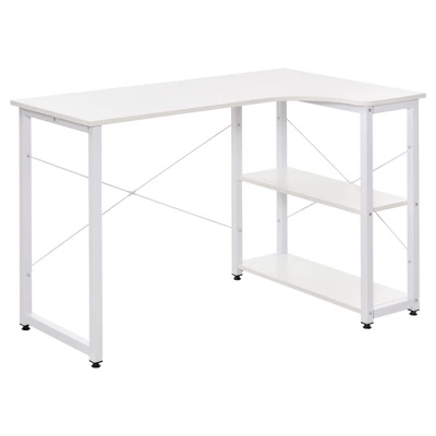 HOMCOM L-Shaped Computer Desk Home Office Corner Desk Study Workstation Table With With Wide Desktop, 2 Side Shelves, Steel Frame 6 HOMCOM L-Shaped Computer Desk Home Office Corner Desk Study Workstation Table With With Wide Desktop, 2 Side Shelves, Steel Frame - Image 6
