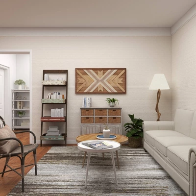 70" Wood 4 Shelf Leaning Shelf Book Shelf Brown - Olivia & May 12 70" Wood 4 Shelf Leaning Shelf Book Shelf Brown - Olivia & May - Image 12