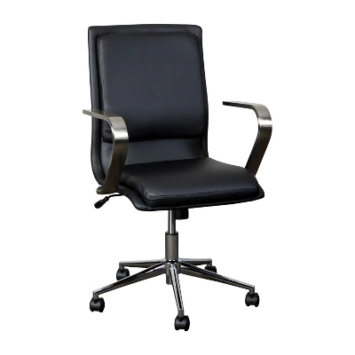 Flash Furniture James Mid-Back Designer Executive Upholstered Office Chair With Brushed Metal Base And Arms 12 Flash Furniture James Mid-Back Designer Executive Upholstered Office Chair With Brushed Metal Base And Arms - Image 12