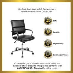 Emma And Oliver Mid-Back LeatherSoft Contemporary Panel Executive Swivel Office Chair 25 Emma And Oliver Mid-Back LeatherSoft Contemporary Panel Executive Swivel Office Chair -WorkHaven Sales Shop GUEST 32dbd79f d089 46e2 bcb2 7a05d0bbe765