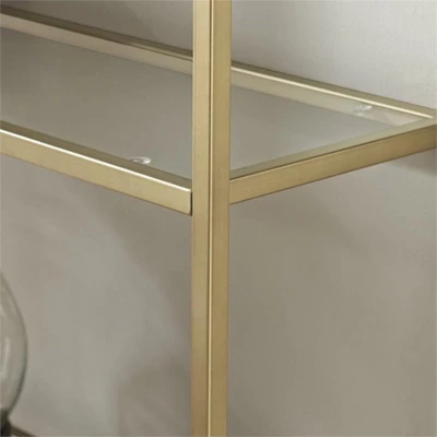 Metal Glass Bookcase In Antique Gold - Pemberly Row 8 Metal Glass Bookcase In Antique Gold - Pemberly Row - Image 8