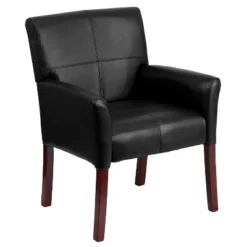 Emma And Oliver Leather Executive Side Reception Chair With Mahogany Legs -WorkHaven Sales Shop GUEST 342d2d32 e027 4db2 a7f1 81018e5c6e10