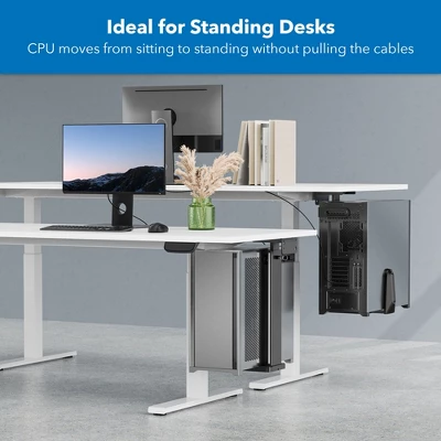 Mount-It! Heavy Duty Under Desk Computer Wall Mount | Height Adjustable CPU Holder With Sliding Tracks | 44 Lbs. Weight Capacity | Black 3 Mount-It! Heavy Duty Under Desk Computer Wall Mount | Height Adjustable CPU Holder With Sliding Tracks | 44 Lbs. Weight Capacity | Black - Image 3