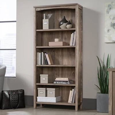 69.8" Woodburn 5 Shelf Bookcase Washed Walnut - Sauder 1 69.8" Woodburn 5 Shelf Bookcase Washed Walnut - Sauder