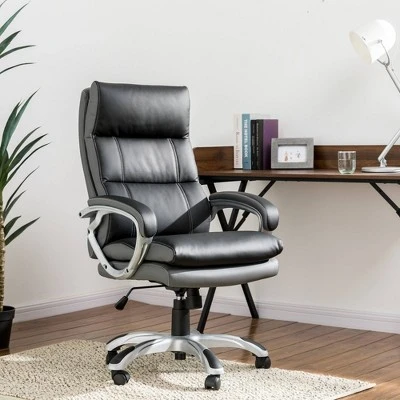 PU Leather Gaslift Adjustable Swivel Office Chair - Glitzhome 2 PU Leather Gaslift Adjustable Swivel Office Chair - Glitzhome - Image 2