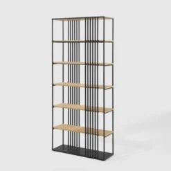 79" Modern 6 Shelf With Metal Bar Bookcase Coastal Oak/Black - Saracina Home 10 79" Modern 6 Shelf With Metal Bar Bookcase Coastal Oak/Black - Saracina Home -WorkHaven Sales Shop GUEST 357dd387 1fbd 46e5 a3f1 33f20fcef85e