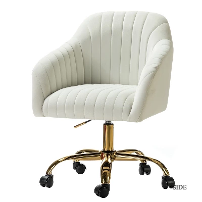 Alex Task Chair Velvet Upholstere Swivel Office Chair Desk Chair With Channel-tufted Back And Gold Metal Base| Karat Home 12 Alex Task Chair Velvet Upholstere Swivel Office Chair Desk Chair With Channel-tufted Back And Gold Metal Base| Karat Home - Image 12