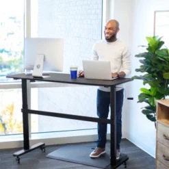 Tranzendesk Standing Desk With Clamp-On Shelf - 55" Sit To Stand Workstation With 55” Monitor Stand - White - Stand Steady -WorkHaven Sales Shop GUEST 363ef1a7 35cf 4bd6 a3ab e064a94f49a2