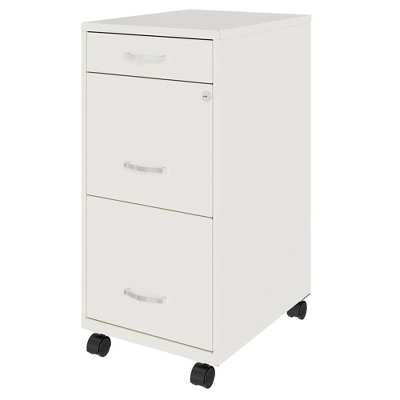 Space Solutions 18 Inch Wide Metal Mobile Organizer File Cabinet For Office Supplies And Hanging File Folders W/ Pencil Drawer & 3 File Drawers, White 1 Space Solutions 18 Inch Wide Metal Mobile Organizer File Cabinet For Office Supplies And Hanging File Folders W/ Pencil Drawer & 3 File Drawers, White