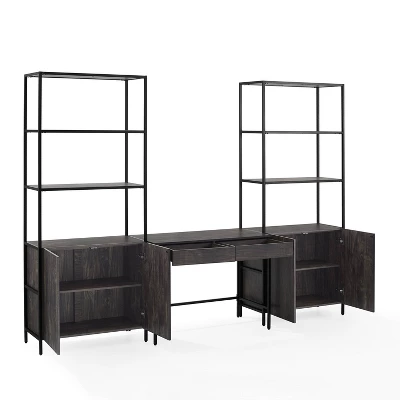 3pc Jacobsen Desk And Large Etagere Set Brown Ash - Crosley 8 3pc Jacobsen Desk And Large Etagere Set Brown Ash - Crosley - Image 8