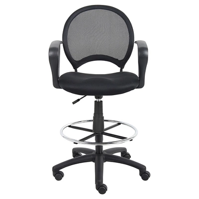 Mesh Drafting Stool With Loop Arms Black - Boss Office Products 3 Mesh Drafting Stool With Loop Arms Black - Boss Office Products - Image 3