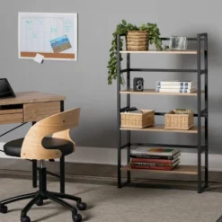 47.5" 4 Shelf Or 2 Shelf Stackable Bookshelf Graphite Black/Ashwood - Calico Designs