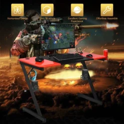 Costway Gaming Desk & Chair Set Z-Shaped Racing Style Desk With Massage Swivel Gaming Chair -WorkHaven Sales Shop GUEST 37f795d8 dc08 4686 ad01 9f0afc1f37d9