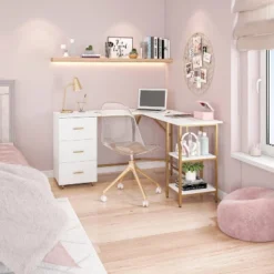 L Shape Home Office Two-Tone Desk With Storage - Techni Mobili -WorkHaven Sales Shop GUEST 38687ed1 1313 416a 991f 835e9610c255