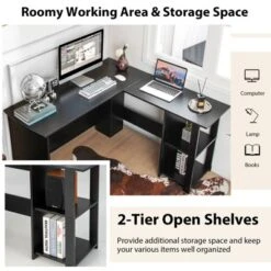 Tangkula L-Shaped Office Computer Desk W/ Spacious Desktop & 2-Tier Open Shelves Black 15 Tangkula L-Shaped Office Computer Desk W/ Spacious Desktop & 2-Tier Open Shelves Black -WorkHaven Sales Shop GUEST 3a9e59e1 1f8c 49f2 8440 b259357a384b