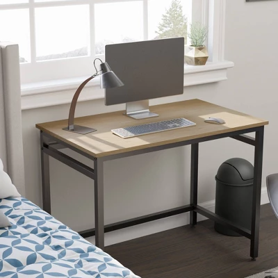 Delia Industrial Metal Desk Oak - Brookside Home 1 Delia Industrial Metal Desk Oak - Brookside Home