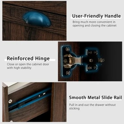 Costway L-Shaped Corner Computer Desk Writing Table Study Workstation Drawers BlackBrown 8 Costway L-Shaped Corner Computer Desk Writing Table Study Workstation Drawers BlackBrown - Image 8