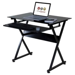 Ultramodern Glass Computer Desk, Pull-Out Keyboard, Steel Frame - OneSpace 17 Ultramodern Glass Computer Desk, Pull-Out Keyboard, Steel Frame - OneSpace -WorkHaven Sales Shop GUEST 3c2c8202 49f9 4b76 a5fe 3bde4a217171