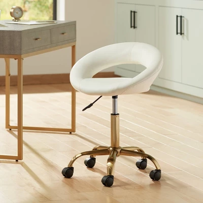 55 Downing Street Briar Gold And White Faux Leather Adjustable Office Chair 1 55 Downing Street Briar Gold And White Faux Leather Adjustable Office Chair