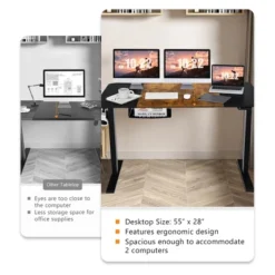55''x28'' Electric Standing Desk Height Adjustable Sit Stand Desk W/USB Port BrownBlack -WorkHaven Sales Shop GUEST 3e9c2ee4 8471 4592 a797 0022979929c2