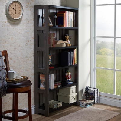 72" Kehoe Transitional Bookcase Dark Gray/Black - HOMES: Inside + Out 1 72" Kehoe Transitional Bookcase Dark Gray/Black - HOMES: Inside + Out