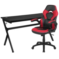 Flash Furniture Gaming Desk And Racing Chair Set With Cup Holder, Headphone Hook And Removable Mouse Pad Top - 2 Wire Management Holes 27 Flash Furniture Gaming Desk And Racing Chair Set With Cup Holder, Headphone Hook And Removable Mouse Pad Top - 2 Wire Management Holes -WorkHaven Sales Shop GUEST 3f352294 6895 4e31 b2e0 61ec94b05d8d