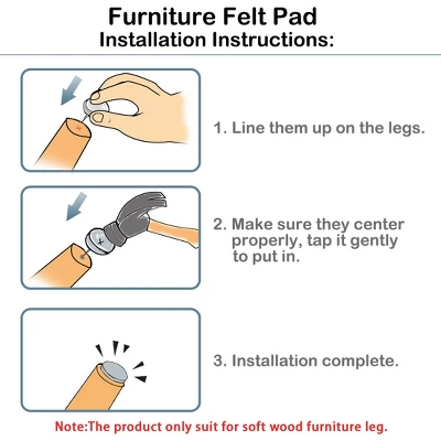 Unique Bargains Nail On Felt Furniture Table Chair Leg Pads 27mm/1" Pack Of 30 2 Unique Bargains Nail On Felt Furniture Table Chair Leg Pads 27mm/1" Pack Of 30 - Image 2