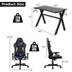 Costway X-Shaped Gaming Desk & Racing Style Massage Chair Set Home Office Black+White/Blue/Grey/Red -WorkHaven Sales Shop GUEST 3f6f4810 fcc8 41f9 9b88 acf5626eb94c