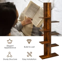 Tangkula Modern Multi-Layer Bookshelf Floor Standing Bookcase W/Anti-fall Device Storage Rack For Home Office Rustic -WorkHaven Sales Shop GUEST 3f8d578d 30b3 4acd beb6 8defc353e58b