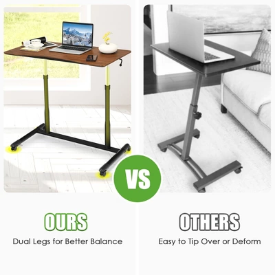 Costway Height Adjustable Computer Desk Sit Stand Rolling Notebook Table NaturalBrownBlack 8 Costway Height Adjustable Computer Desk Sit Stand Rolling Notebook Table NaturalBrownBlack - Image 8