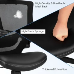 Costway Mesh Back Adjustable Swivel Office Chair W/ Flip Up Arms Leather Seat -WorkHaven Sales Shop GUEST 4070d9c9 a693 4a02 a90f 54be79e7d339