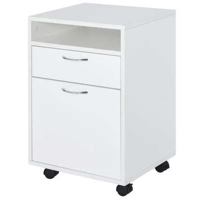 HOMCOM Mobile Storage Cabinet Organizer With Drawer And Cabinet, Printer Stand With Castors 8 HOMCOM Mobile Storage Cabinet Organizer With Drawer And Cabinet, Printer Stand With Castors - Image 8