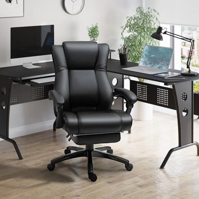 Vinsetto Executive High Back Office Chair Executive Computer Desk Chair With PU Leather, Adjustable Height And Retractable Footrest, Black 1 Vinsetto Executive High Back Office Chair Executive Computer Desk Chair With PU Leather, Adjustable Height And Retractable Footrest, Black