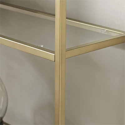 Metal Glass Bookcase In Antique Gold - Pemberly Row 3 Metal Glass Bookcase In Antique Gold - Pemberly Row - Image 3
