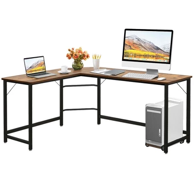 Costway L-Shaped Computer Desk Corner Workstation Study Gaming Table Home Office 11 Costway L-Shaped Computer Desk Corner Workstation Study Gaming Table Home Office - Image 11