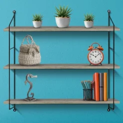 Sorbus Wall Mounted Rustic Wood Shelf With Metal Brackets (Gray) 6 Sorbus Wall Mounted Rustic Wood Shelf With Metal Brackets (Gray) -WorkHaven Sales Shop GUEST 41d9bb31 3a0d 496f a849 ad4eb392894e