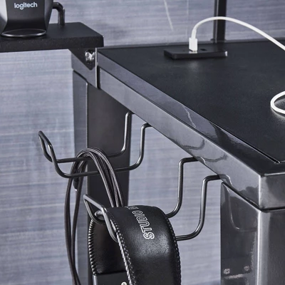 Juneau Metal Computer Desk With USB Charging Port And Adjustable Shelf Gray - Inspire Q 3 Juneau Metal Computer Desk With USB Charging Port And Adjustable Shelf Gray - Inspire Q - Image 3