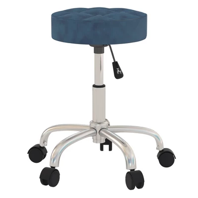 24.5" Nora Tufted Backless Adjustable Metal Vanity And Office Stool With Casters - Hillsdale Furniture 3 24.5" Nora Tufted Backless Adjustable Metal Vanity And Office Stool With Casters - Hillsdale Furniture - Image 3